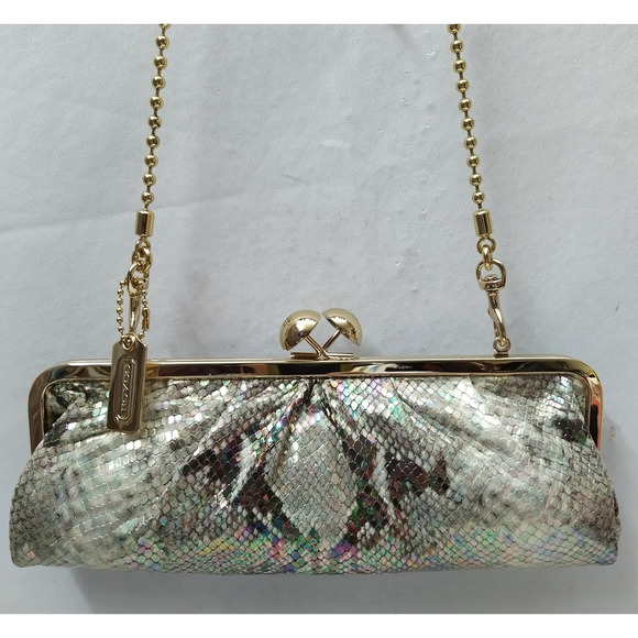 Coach Amanda Darcy Kisslock Iridescent Embossed Python Crossbody 